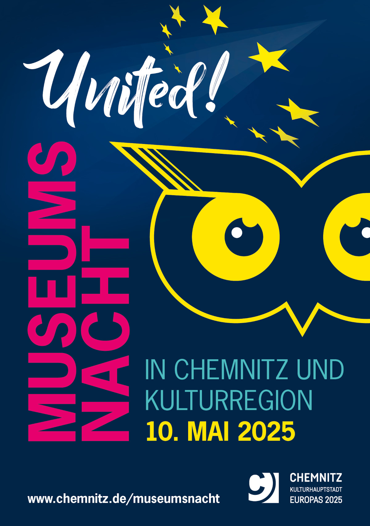 Plakatmotiv zur Museumsnacht 2025 | Abbildung: Stadt Chemnitz, Kulturbetrieb