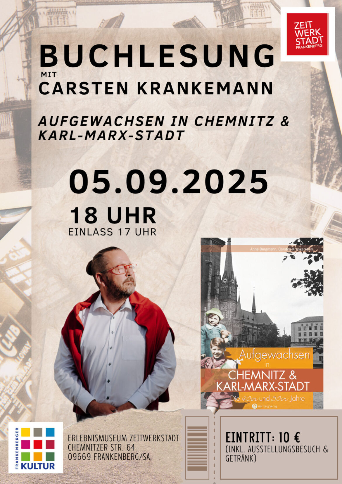Lesung in der ZeitWerkStadt: Carsten Krankemann liest aus „Aufgewachsen in Chemnitz & Karl-Marx-Stadt“